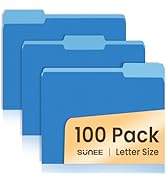 SUNEE File Folders Letter Size Blue, 100 Pack Manilla Folders 8.5 x 11 1/3-Cut Tabs, Colored File...