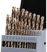 Yougfin Cobalt Drill Bits, M35 HSS Metal Jobber Length Twist Drill Bit Set for Hard Metal, Stainl...