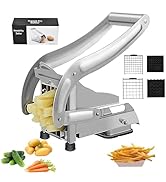 French Fry Cutter,Stainless Steel Potato Cutter with 2 Blades and No-Slip Suction Base,Potato Sli...