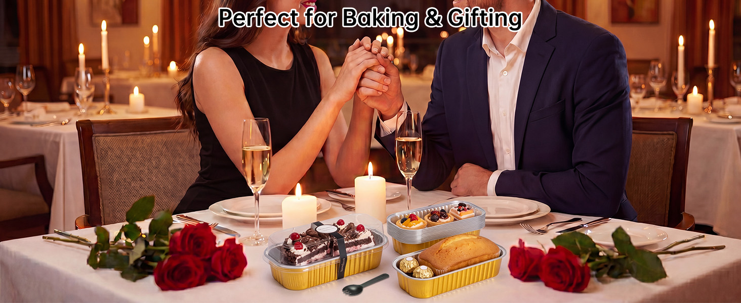 Mini Loaf Cake Pan with Lids and Spoons Disposable Aluminum Tin Foil Pans