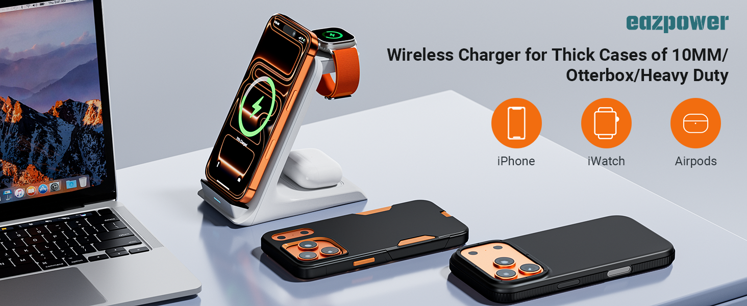 wireless charger for thick cases 3 in 1 charger stand iphone