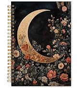 WARDOS Dark Cottagecore Crescent Moon Floral Notebook Journal 5.5x8.3, Mystical Celestial Gothic ...