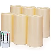 Amagic 3" x 6" Outdoor Waterproof Flameless Candles - Battery Operated LED Pillar Candles with Re...