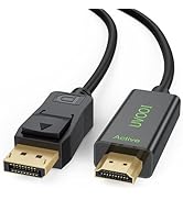 UVOOI Active DisplayPort to HDMI Cable 6FT 4K@60Hz HDR, Display Port DP to HDMI Cable Monitor Cor...