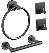 Pokim Matte Black Toilet Paper Holder - SUS304 Stainless Steel Pivoting Toilet Roll Holder and Ha...