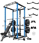 RitFit Power Cage with Optional LAT PullDown/Cable Crossover/Smith Machine System, 1000LB Squat R...