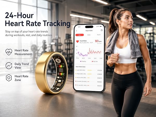 AutrefoisElf Smart Ring for Women &amp;amp; Men with 24/7 Automatic Heart Rate Tracking