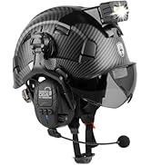 GREEN DEVIL Hard Hat Safety Helmet with Visor Bluetooth Ear Muffs and Headlamp 5 in 1 Full Protec...