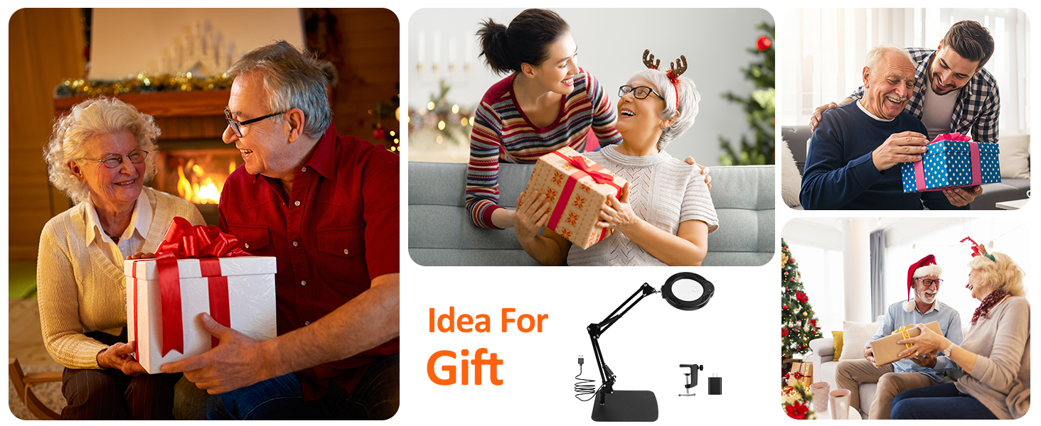 5 Color Modes Stepless Dimmable, Lighted Magnifier with Stand Hands Free