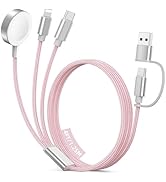 Travel Essentials for Apple Watch Charger, 3 in 2 USB C Cable for Type C/L-Port Devices, Multi Ch...