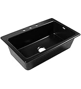 Sinkology Jackson Matte Black Fireclay 33" Single Bowl Drop-In Kitchen Sink