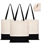 CNaiyunpin Canvas Tote Bag with Zipper &amp; Inner Pocket, Reusable Grocery Shopping Bags, Fashionabl...
