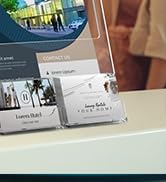 MaxGear Brochure Holder 8.5x11 inch with Business Card Organizer, Acrylic Literature Display Stan...