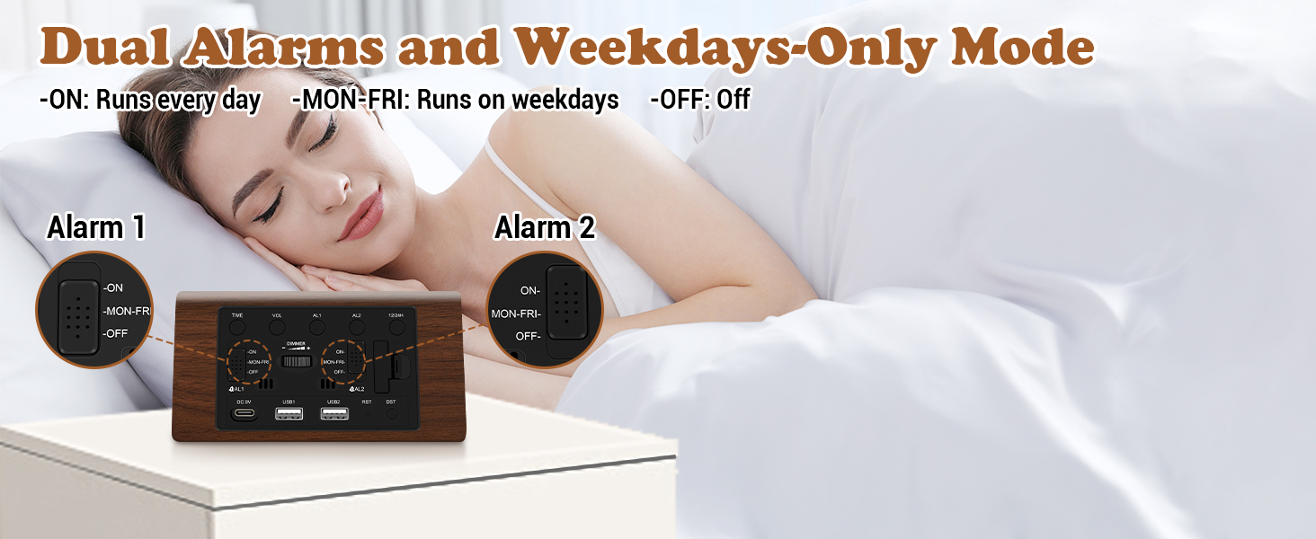Dual alarm clock