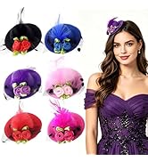 Fascinator Hats Bow Clips 6 Pcs Mini Hat with Feather Flower Hair Bow Clip Fascinator Alligator C...