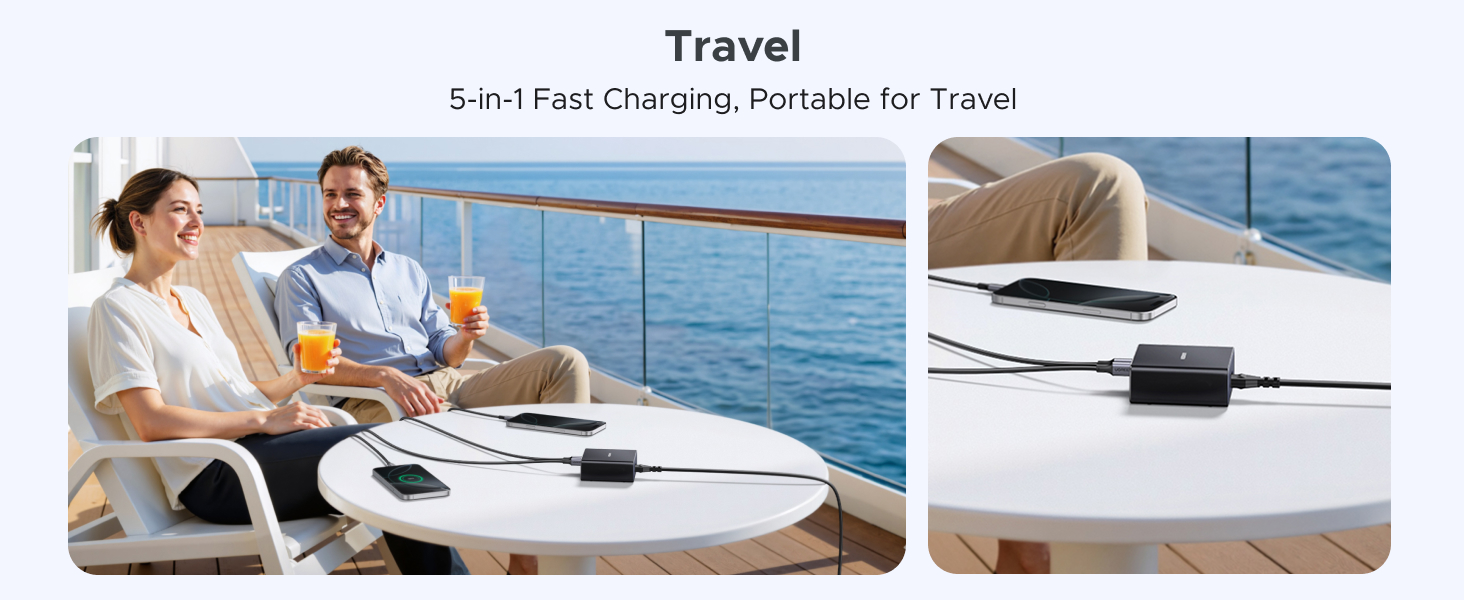 Travel 5-in-1 Fast Charging,Portable for Travel
