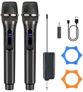 Wireless Karaoke Microphone dynamic Mic Up160ft range handheld plug-and-play design rechargeable ...