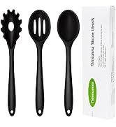 Silicone Cooking Spoons, Heat Resistant Large Silicone Pasta Slotted Spoon Solid Basting Spoon se...