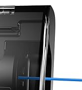 a close up of a glass door with a blue line.