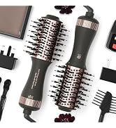 Travel Dual Voltage Blow Hair Dryer Brush 4-IN-1 Portable Mini Hot Air Dryer Straightener &amp; Curle...