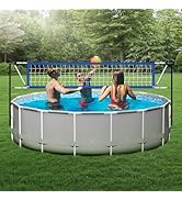 Pool Volleyball Net with Light - Portable Outdoor LED Volleyball Net with 2 Glowing Balls and Wei...