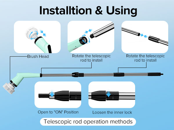 electric spin scrubber with long handle cleaning electric scrub brush scrubber machine for cleaning