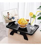 SINWANT Couch Arm Table, Bamboo Clip On Side Table Tray,Foldable Sofa Arm Tray with 360° Phone Ho...