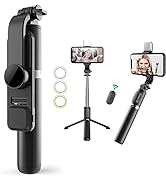 Selfie Stick & Phone Tripod,MQOUNY Portable Selfie Fill Light,Portable All-in-One Professional Tr...