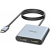 USB C to Dual HDMI Adapter 4K 60Hz, Splitter 2 Monitors Extended Display, Type C Hub Multiple Doc...