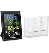 Geevon Weather Stations Wireless Indoor Outdoor Thermometer with 3 Outdoor Sensors, Large LCD Dis...