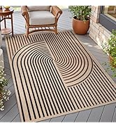 Tangsoo Easy Jute 3x5 Rug for Living Room,Non-Slip Thin Dark Brown Rainbow Indoor Outdoor Area Ru...