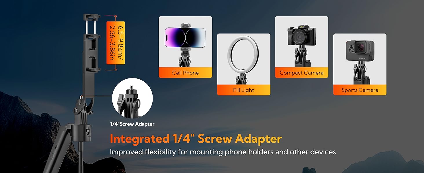 Integrated 1/4" Screw Adapter