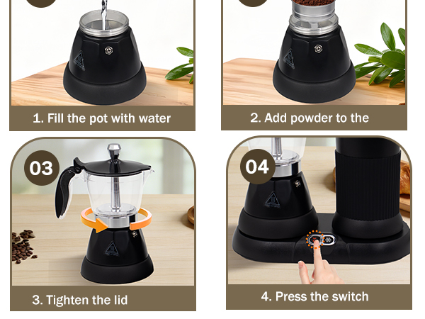 2-in-1 Milk Frother Electric Foam Maker and Moka Coffee Maker Espresso Maker