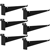 12 inch Black Shelf Bracket for Slatwall, 6 Pcs Heavy Duty Slat Wall Shelf Brackets for Shelves, ...