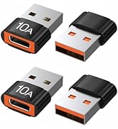 USB to USB C Adapter 4 Pack,10A 200W Fast Charging USB2.0 480Mbps Data Transfer,USB C Female to A...