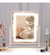 Lighted Makeup Mirror,Hollywood Vanity Mirror with Lights,Touch Control,3 Colors Dimable,Brightne...