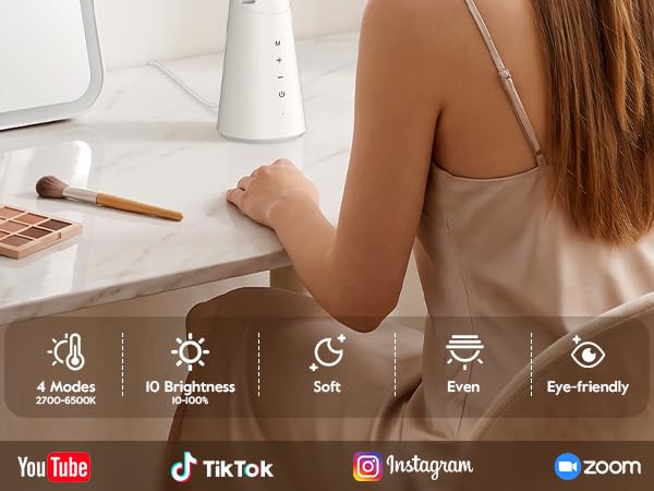 Ring Light for Makeup and Video Recording, Desk Ring Light with Stand and Phone Holder