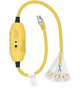 WILAWELS *FT Extension Cord, GFCI Outdoor Extension Cord, Heavy Duty Cable with LED Lighted 3-Pro...