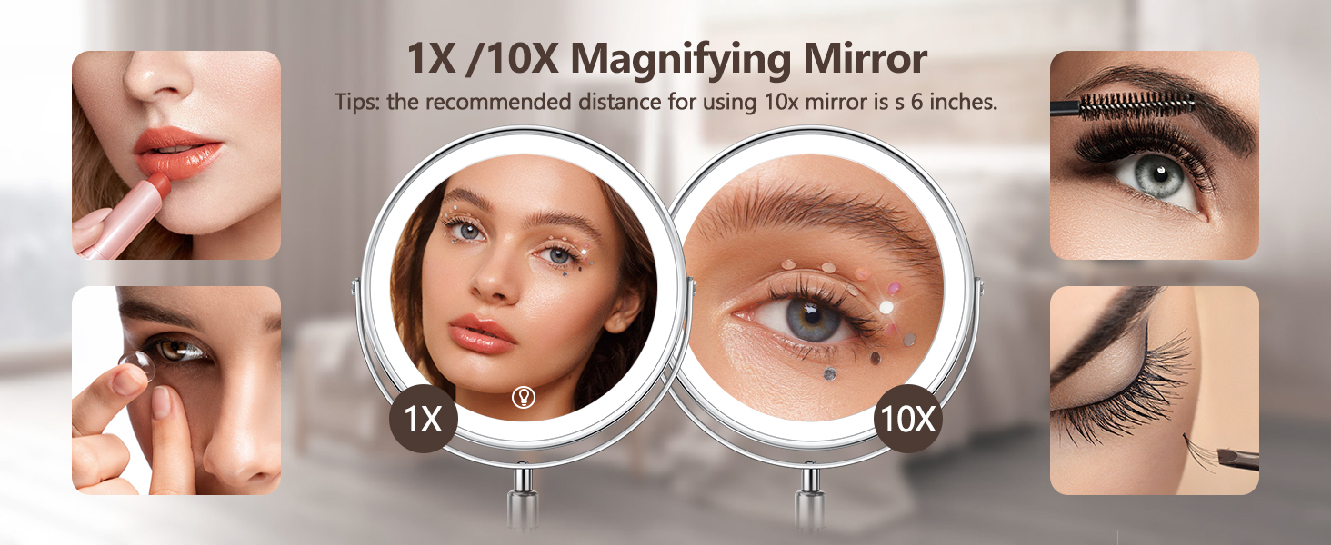1X /10 magnifying makeup mirror