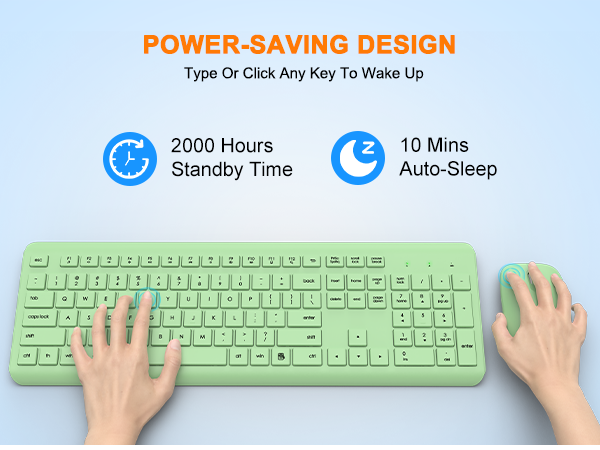 Wireless Keyboard and Mouse Combo, Full Size Silent Ergonomic Keyboard Mouse