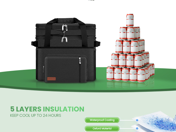 Expanded to 30L, the wheeled MIYCOO soft cooler bag easily transports 60 cans of beverages.