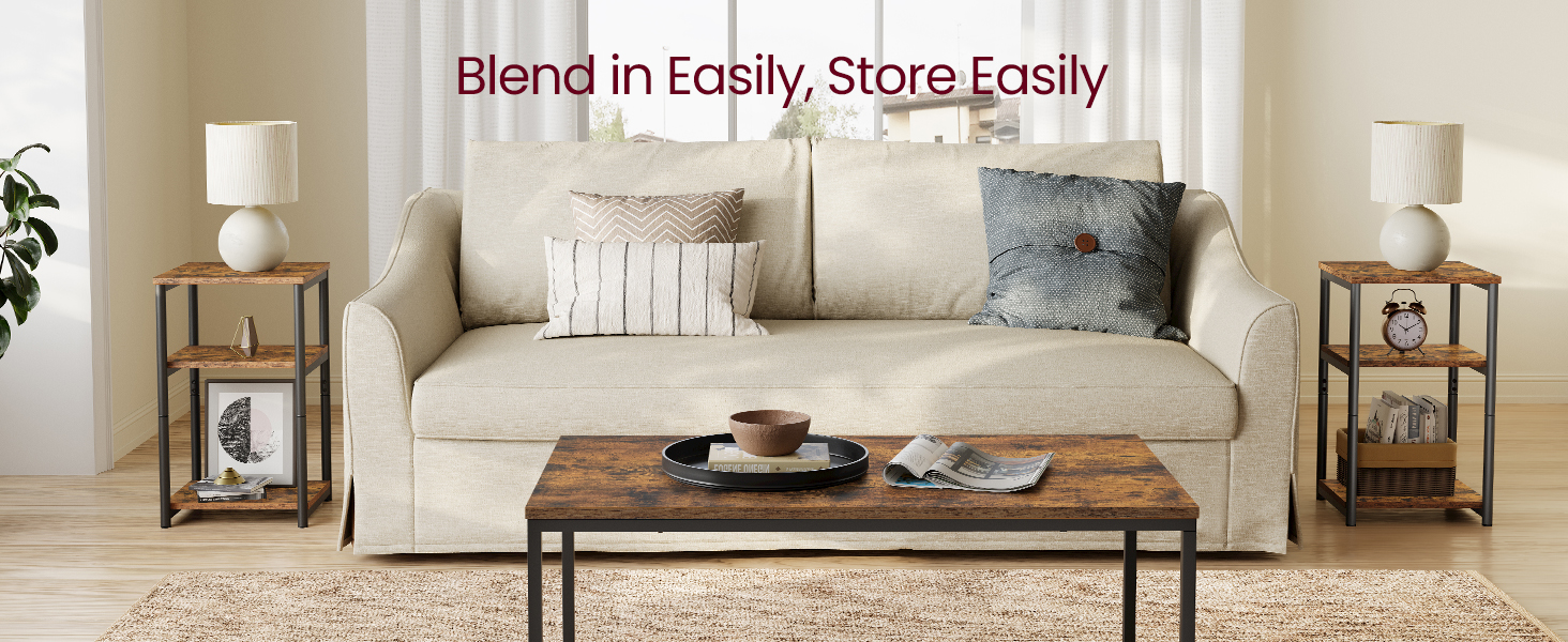 Side Table, Small End Table, Tall Nightstand for Living Room, Bedroom, Office, Bathroom