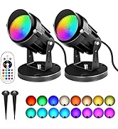 AVEKI 6W RGBW Spot Lights Indoor with Remote, 16 Colors Uplighting Indoor Plug in, Waterproof Spo...