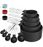 TILUCK Measuring Cups &amp; Spoons Set, Stackable Cups and Spoons, Nesting Measure Cups with Stainles...
