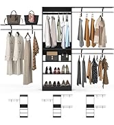 Armocity 96'' Closet System, 8FT Walk In Closet Organizer with 3 Shelving Towers, Heavy Duty Bedr...