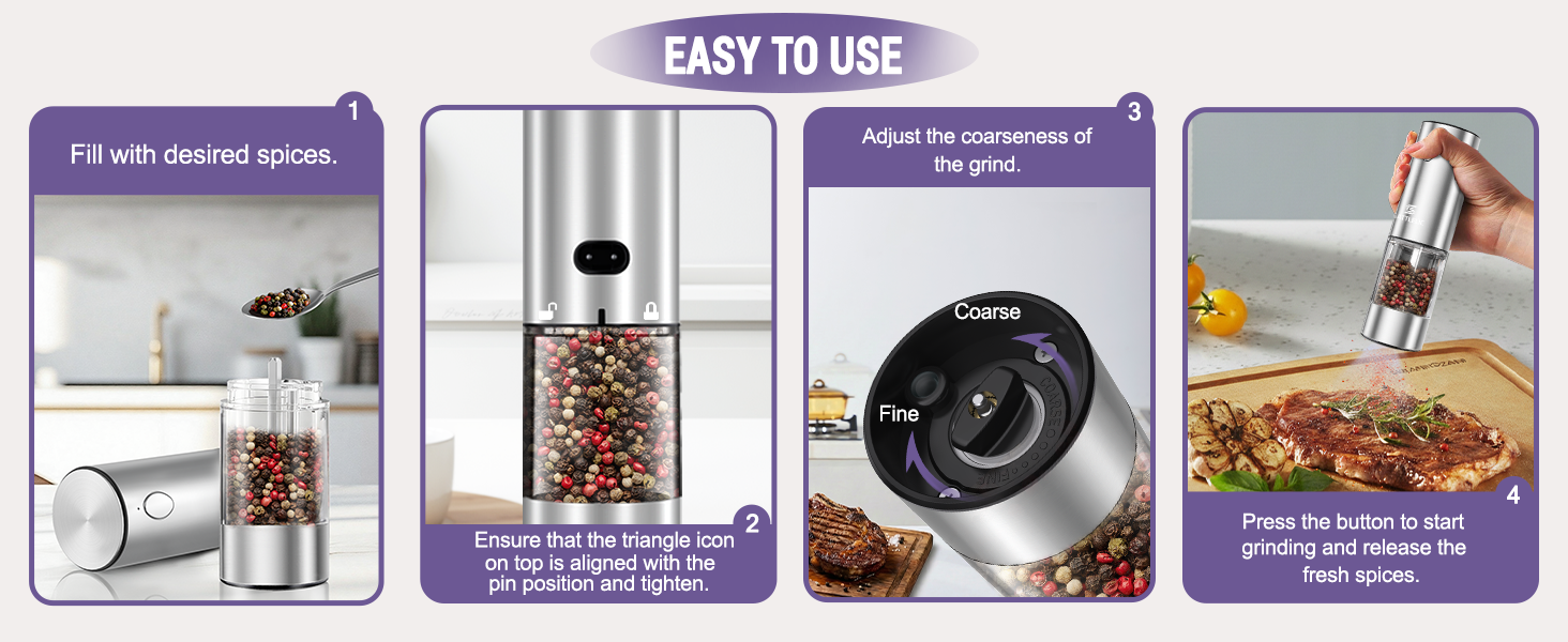 Electric Salt and Pepper Grinder Set