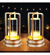 MeRGBWLife Cordless Table Lamp, 2 Pack Crystal Rechargeable Lamp with Touch Control &amp; Dimmable Li...