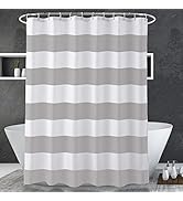 AmazerBath Grey and White Shower Curtain Waterproof, Grey Shower Curtain Striped 72" W x 72" H, F...