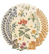 Floral Paper Napkins for Plates-60pcs Disposable Flower Guest Long Napkins for Party/Wedding/Birt...