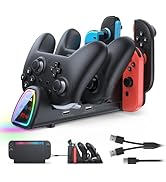 [Switch 2/1 Compatible] FASTSNAIL Charging Dock for Nintendo Switch 2/1/OLED for Joycon 2, 10 in ...